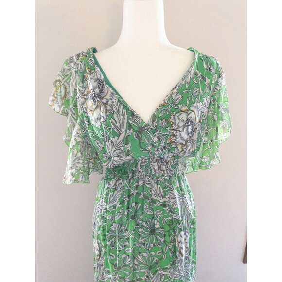Le Ragazze Green Floral Maxi Dress Made In Italy Silk Blend - Picture 16 of 16
